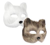 Abaodam 2pcs White and Half Face Animal Masks for Adults, Blank Masquerade Costume Masks for Halloween, Carnival, and Party Role Play