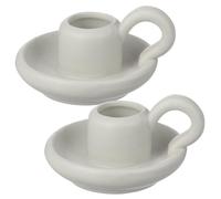 Abaodam 2pcs White Candle Holders Ceramic Candleholder Set Simple Style and Reusable Feature, Chic Decorative Candlestick for Weddings and Christmas Home Décor