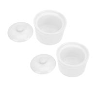 Abaodam 2pcs White Ceramic Soup Crocks with Lids 380ml Round Tureen Pots Oven Safe and Resistant to Cracking for Soup Serving and Making Egg Custards