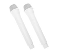 Abaodam 2pcs White Fake Microphone Props Lightweight Plastic Mic for Birthday Halloween Christmas Cosplay Party Favors Speech Practice and Role Play