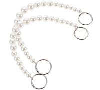 Abaodam 2pcs White Pearl Shoe Chain Accessories with Buckle, Acrylic Decorative Shoe Charms for Women, Lightweight Replacement for Broken Chains, for Daily Life and School