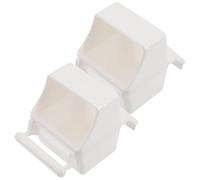 Abaodam 2pcs White Plastic Parrot Cage Feeding Bowls with Easy Installation and Neck-strain Reducing Design, Bird Cage Accessories Suitable for Sparrows and Parrots