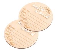 Abaodam 2pcs Wooden Announcement Signs Circular Birth Plaques Newborn Name Board for Nursery Photo Props Party Decor and