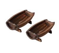 Abaodam 2pcs Wooden Barrel Planter Bucket Flower Pot Brown Half Barrel Rectangular Wood Planter for Patio and Wedding Props
