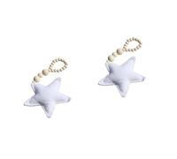 Abaodam 2pcs Wooden Bead Pendant Garland for Wall Decoration Natural Beaded String Ornament with Five-Pointed Star Heart and Moon for Home Decor Photography Props White
