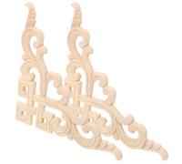 Abaodam 2pcs Wooden Carving Furniture Applique Carved Corner Applique Trim Classical Blank Wood Decoration Easy to Dye for Hotel DIY Window Cupboard