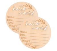 Abaodam 2pcs Wooden Newborn Birth Announcement Plaques Smooth Polished Circular Signs for Monthly Milestone Photo Props and Nursery Decor Unisex Announcement Discs