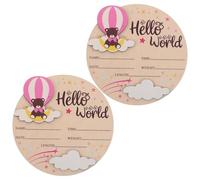 Abaodam 2pcs Wooden Newborn Photo Prop Sign Round Birth Announcement Keepsake for Nursery Gender Neutral Milestone Name Sign Lightweight Shower Decor