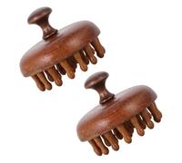 Abaodam 2pcs Wooden Scalp Massaging Brush for Shower and Bath, Round Disk Shape, Natural Wood Material, Exfoliating and Improving Hair Health, Suitable for Family Members