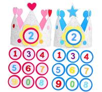 Abaodam 2Sets Birthday Hats with Interchangeable Numbers Adorable Felt Crowns Stars Hearts for Boys Birthday Parties