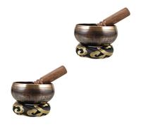 Abaodam 2sets Meditation Singing Bowl Tibetan Bowl for Sound Healing Flat Bottom with Mallet Cushion for Yoga and Mindfulness Practices