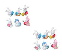 Abaodam 2sets Miniature Bunny Figurines Cute Easter Cake Toppers for Adorable Rabbit Decorations for Home Decor for Miniature Gardens and DIY Displays 6pcs*2