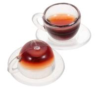 Abaodam 2sets Miniature Coffee Cup for Dollhouse Scale Mini Food Toys Resin Craft Miniature Cup Saucer for Pretend Tea Party