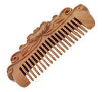 Abaodam 3.15 Inch Wooden Hair Comb with Carved Peony Pattern Portable Anti-Static Styling Comb for Curly and Straight Hair