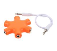 Abaodam 3.5mm Audio Splitter, Stereo Earphone Splitter, 5-jack 1 Male to 4 Female, Plastic Alloy, Orange, for Audio Distribution at Home and Party