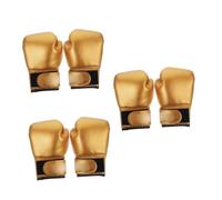 Abaodam 3 Pairs Boxing Gloves PU Pearly Lustre Gold Color Sponge Padding Training Sparring Gloves for Martial Arts Kickboxing Karate Fitness