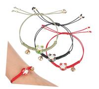 Abaodam 3 Pcs Adjustable Maneki Neko Cat Bracelets with Charms and Bell Vibrant Red Green Black Strings for Men Japanese Lucky Cat Symbol for Wealth Health Fortune and Friendship Gift