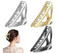Abaodam 3 Pcs Large Metal Hair Claw Clips Strong and Sturdy Hair Styling Clips for Women and Suitable for Makeup and Travel