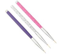 Abaodam 3 Pcs Nail Art Liner Brushes for Making Gel Polished Nail Art and Drawing Lines Fiber Material with Assorted Colors for Home and Professional