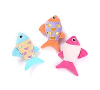 Abaodam 3 Pcs Plush Fish with Sequins Decor Bite-resistant Catnip Playset for Indoor Cats and Kittens Educational Plush Doll for Pet Entertainment and Chew Behavior Control Rosy