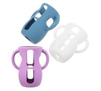 Abaodam 3 Pcs Silicone Bottle Sleeve with Handles for 240ml Glass Bottles, Anti-Breakage Protector Cover in White, Navy Blue, and Purple for Feeding and Daily Use