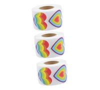 Abaodam 3 Rolls Pride Heart Decals Rainbow Stickers Heart Shaped Stickers Roll Self Adhesive Decal for Scrapbooking Craft Project Label