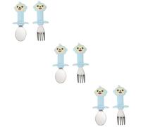 Abaodam 3 Sets 2pcs Kid-Friendly Cutlery Set Toddler Spoon Fork Dinning Utensils High-Temperature Resistant Non-Slip for Training