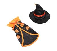 Abaodam 3 Sets Halloween Pumpkin Cloak Hat Set for Cats and Dogs, Wearable Comfortable Cloth Costume with Decorative Printing, for Pet Party and Holiday Cosplay