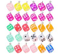 Abaodam 30pcs Colorful Resin Dice Pendants DIY Charms Earring Jewelry Accessories for Key Chain Craft Supplies and Pendant Making Projects Random Color