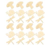 Abaodam 30pcs DIY Wood Slices with Snail Dragonfly and Mushroom Shapes, Unfinished Wood Chips with Sturdy Surface and Khaki Colour, for Painting and Creative Crafts Projects