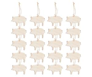 Abaodam 30sets Blank Wooden Tile Pig Shaped Cutouts Natural Wood Tags Holes Unfinished Wood Plaques for DIY Crafts Christmas Wedding Party Home Decor