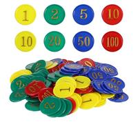 Abaodam 320pcs Abs Plastic Poker Chips with Number Denominations Learning Counters for Math Counting Sorting Game Night Family Party Supplies