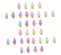 Abaodam 32pcs Mini Resin Christmas Tree Decorations Small Tabletop Ornaments Lovely Mini Decor for Desk Bookshelf Window Sill Festive Holiday Supply Random Color