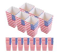Abaodam 36 Pcs Popcorn Party Favors Boxes Snack Box Paper Disposable Foldable Patriotic Vibrant American Flag Theme Independence Day Large-scale Events