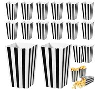 Abaodam 36pcs Black and White Striped Paper Popcorn Boxes for Party Snacks, Disposable Popcorn Holders Suitable for Movie Theater and Event Treat Packaging
