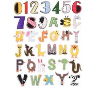 Abaodam 36pcs Embroidered Letter Patches Sew-on Applique Set for DIY Clothing Decoration, Cartoon Alphabet and Number Cloth Accessories for Jackets, Shirts, Bags