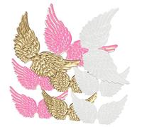Abaodam 36pcs Miniature Wings Patches for DIY Crafts Backpack and Clothing Accessories 12pcs Each of Gold Pink White Decorative Props for Jeans Hats Shoes