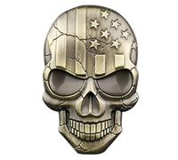 Abaodam 3d Zinc Alloy Car Badge Usa Flag Skull Emblem Copper Color Decorative Vehicle Sticker Side Decal for Trucks and Cars Exterior Accessories