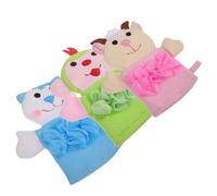 Abaodam 3pc Bath Mitts for Cartoon Animal Shower Exfoliating Gloves Soft Body Scrubbing Washcloths with Sponge for Newborns and Bathing Supplies