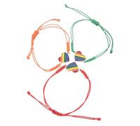 Abaodam 3pcs Adjustable Unisex Rainbow Heart Woven Friendship Bracelet Handmade Braided Wristbands Symbolizing Equality and Inclusivity Stylish Accessories for Parties and Everyday Wear