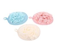 Abaodam 3pcs Bath Scrubbing Towel Set with Exfoliating Bath Ball, Soft Nylon Material, Gentle Deep Cleaning for Family and Travel Use, Includes Beige, Pink and Blue Towels