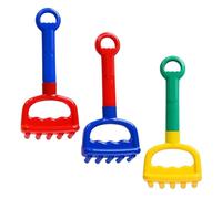 Abaodam 3pcs Beach Sand Set with Plastic Sand Rake in Yellow, Red, Blue Outdoor Sandbox Play for Ages 1-5 for Boys and