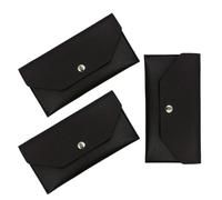 Abaodam 3pcs Black PU Leather Cash Wallet for Women Compact Change Purse and Money Organizer Envelope Wallet for Notes Coins Receipts Reusable Budget Pouch for Daily Finance Management