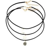 Abaodam 3pcs Black Velvet Choker Necklace Set for Women, Layered Moon Star Sun Pendant Chokers, Gothic 90s Collar Jewelry, Short Length