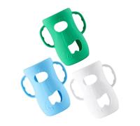Abaodam 3pcs Bottle Sleeves with Handles for Glass Bottles Soft Silicone Feeding Covers Blue White Green Support Grip and Hand Eye Coordination for Independent Feeding
