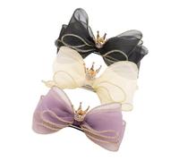 Abaodam 3pcs Bow Hair Clips for Girls Cute Crown Decor Stylish Hair Accessories for Birthday Parties Daily Wear and Role-playing Comfortable and Skin-friendly
