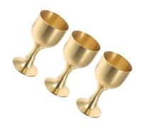 Abaodam 3pcs Brass Communion Cups Set, Vintage Classic Design Chalice Cups in Golden Colour, Sturdy Material Enhancing Sacred Space for Wedding Communion and Church Events