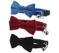 Abaodam 3pcs Cat Collar Bowtie Bell Adjustable Small Pet Collar for Daily Wear and Party Occasions