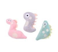 Abaodam 3pcs Cat Plush Toys with Catnip, Interactive Soft Plush Snake, Dinosaur, and Fish for Kitten Chewing and Playing, Pet Teaser Set for Indoor Use in Pink, Gray, and Green