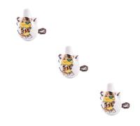 Abaodam 3pcs Ceramic Ocarina Flute Music Instrument Animal Pattern Tiger Decor Portable Desktop Ornament for Beginners Professionals